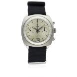 A GENTLEMAN’S STAINLESS STEEL YEMA CHRONOGRAPH WRIST WATCH CIRCA 1970s D: Silver dial with silver