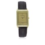 A GENTLEMAN'S SIZE 18K SOLID GOLD & DIAMOND JAEGER LECOULTRE REVERSO WRIST WATCH CIRCA 1980s, REF.