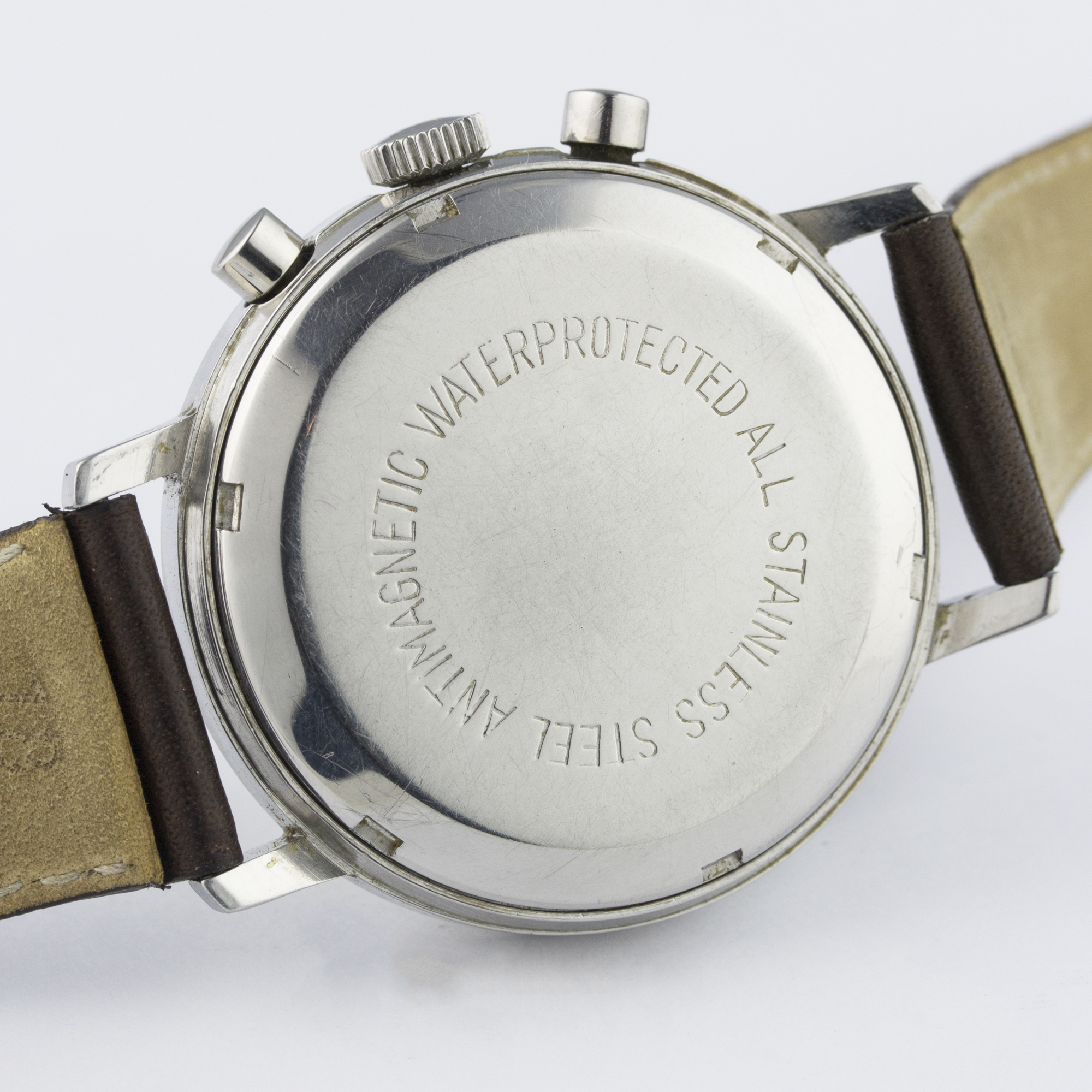 A GENTLEMAN'S LARGE SIZE STAINLESS STEEL ALSTA CHRONOGRAPH WRIST WATCH CIRCA 1950s D: Silver dial - Image 5 of 7