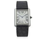 A GENTLEMAN'S STAINLESS STEEL CARTIER TANK SOLO WRIST WATCH CIRCA 2012, REF. 3169 D: Silver dial