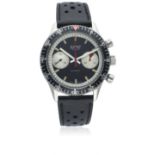 A GENTLEMAN’S STAINLESS STEEL CAMY DIVERS CHRONOGRAPH WRIST WATCH CIRCA 1970 D: Black dial with