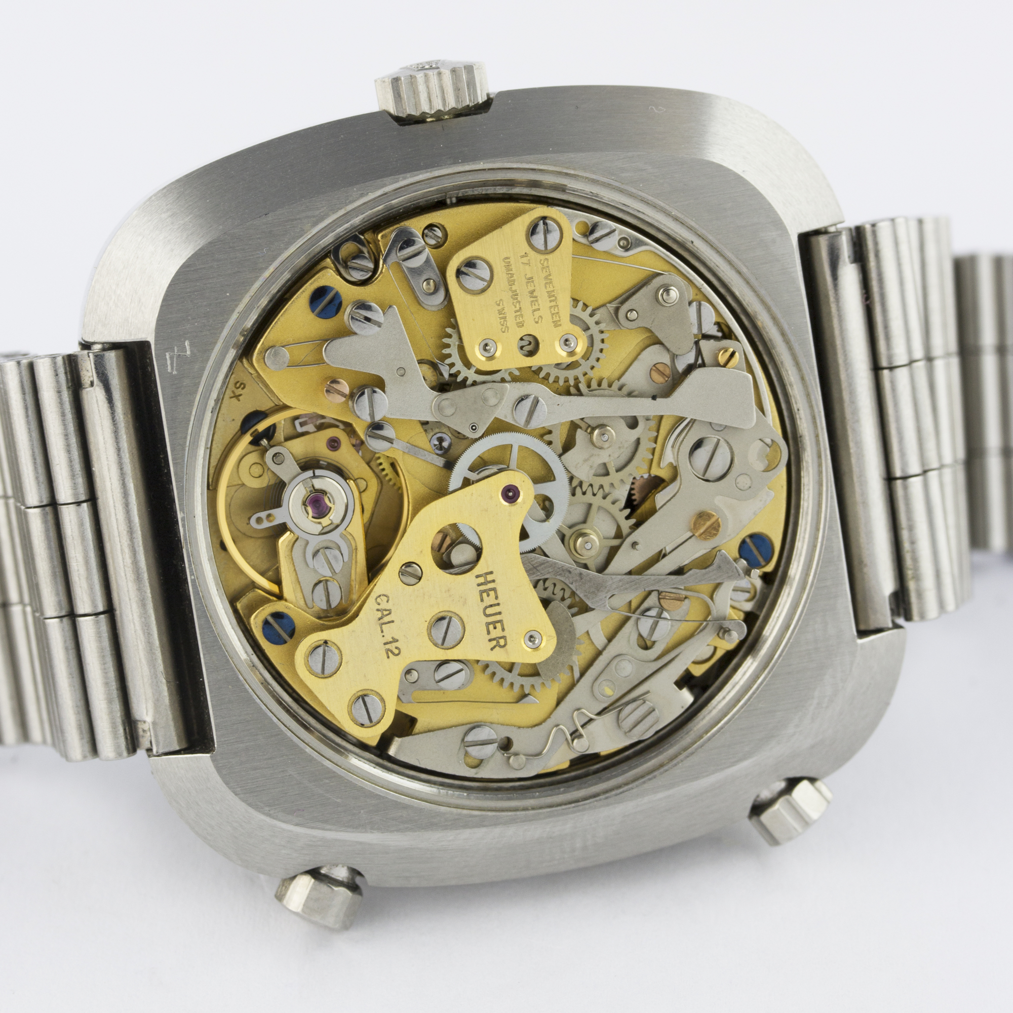 A RARE GENTLEMAN'S STAINLESS STEEL HEUER SILVERSTONE AUTOMATIC CHRONOGRAPH BRACELET WATCH CIRCA - Image 9 of 12