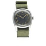 A RARE GENTLEMAN'S STAINLESS STEEL ETERNA PILOTS WRIST WATCH CIRCA 1940s D: Black dial with luminous