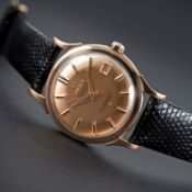 A FINE & RARE GENTLEMAN'S 18K SOLID PINK GOLD OMEGA CONSTELLATION CALENDAR WRIST WATCH CIRCA 1960,