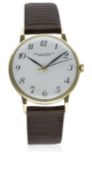 A GENTLEMAN'S 9CT SOLID GOLD IWC SCHAFFHAUSEN WRIST WATCH CIRCA 1970 D: White dial with black Arabic