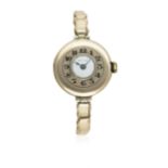 A LADIES 9CT SOLID GOLD ROLEX HALF HUNTER BRACELET WATCH CIRCA 1920s D: White enamel dial. M: 15