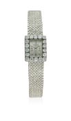 A FINE LADIES 18K SOLID WHITE GOLD & DIAMOND JAEGER LECOULTRE BRACELET WATCH CIRCA 1960s D: Silver