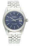 A GENTLEMAN'S STAINLESS STEEL & WHITE GOLD ROLEX OYSTER PERPETUAL DATEJUST BRACELET WATCH CIRCA