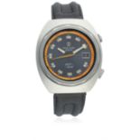 A GENTLEMAN'S STAINLESS STEEL FAVRE LEUBA DEEP BLUE DAYMATIC DIVERS WRIST WATCH CIRCA 1970s  D: Blue