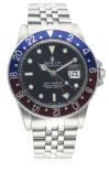A GENTLEMAN'S STAINLESS STEEL ROLEX OYSTER PERPETUAL DATE GMT MASTER BRACELET WATCH CIRCA 1984, REF.