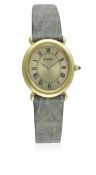 A LADIES 18K SOLID GOLD PIAGET WRIST WATCH CIRCA 1980s, REF. 9812 D: Champagne dial with black Roman