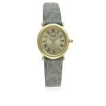 A LADIES 18K SOLID GOLD PIAGET WRIST WATCH CIRCA 1980s, REF. 9812 D: Champagne dial with black Roman