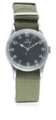 A GENTLEMAN'S STAINLESS STEEL BRITISH MILITARY RAF OMEGA PILOTS WRIST WATCH CIRCA 1930s, REF. 2292