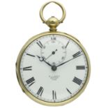 A RARE GENTLEMAN'S 18K SOLID GOLD ENGLISH FUSEE LEVER POCKET WATCH BY E.J. DENT, LONDON CIRCA