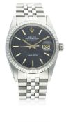 A RARE GENTLEMAN'S STAINLESS STEEL ROLEX OYSTER PERPETUAL DATEJUST BRACELET WATCH CIRCA 1973, REF.