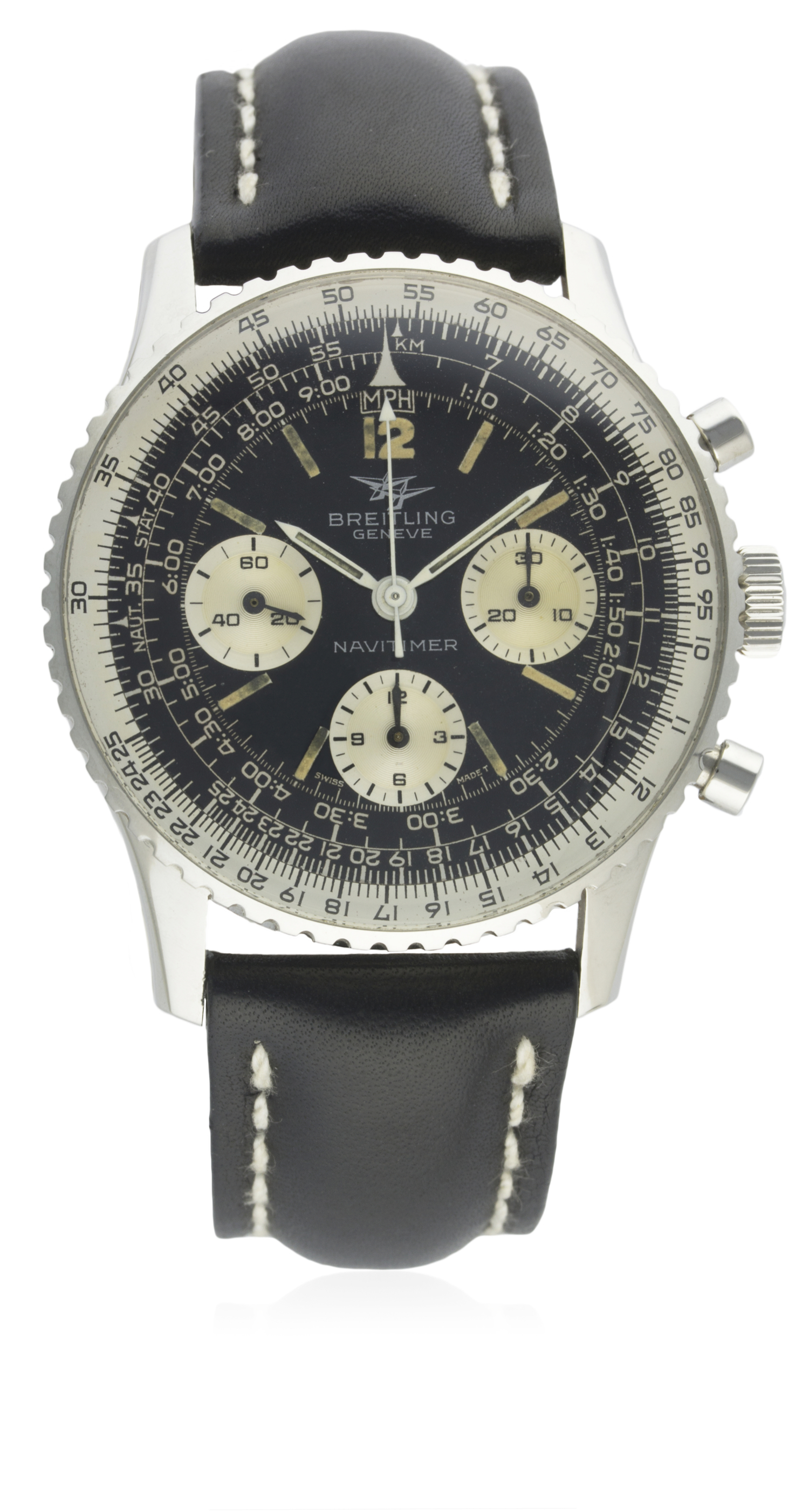 A RARE GENTLEMAN'S STAINLESS STEEL BREITLING NAVITIMER CHRONOGRAPH WRIST WATCH CIRCA 1960s, REF. 806