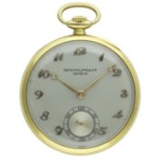 A FINE GENTLEMAN'S 18K SOLID GOLD PATEK PHILIPPE & CIE POCKET WATCH CIRCA 1940s D: Silver dial