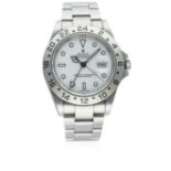 A GENTLEMAN’S STAINLESS STEEL ROLEX OYSTER PERPETUAL DATE EXPLORER II BRACELET WATCH DATED 2002, REF