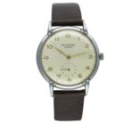 A GENTLEMAN'S LARGE SIZE UNIVERSAL GENEVE WRIST WATCH CIRCA 1950, REF. 31249 D: Silver dial with