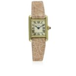 A RARE LADIES 18K SOLID GOLD CARTIER TANK WRIST WATCH CIRCA 1960s D: Ivory colour enamelled dial