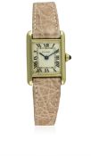 A RARE LADIES 18K SOLID GOLD CARTIER TANK WRIST WATCH CIRCA 1960s D: Ivory colour enamelled dial