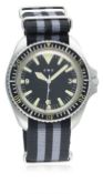 A VERY RARE GENTLEMAN'S STAINLESS STEEL BRITISH MILITARY ROYAL NAVY CWC AUTOMATIC DIVERS WRIST WATCH