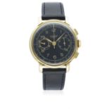 A GENTLEMAN'S 18K SOLID GOLD LONGINES 13ZN FLYBACK CHRONOGRAPH WRIST WATCH CIRCA 1946, PRESENTED
