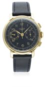 A GENTLEMAN'S 18K SOLID GOLD LONGINES 13ZN FLYBACK CHRONOGRAPH WRIST WATCH CIRCA 1946, PRESENTED