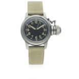 A RARE GENTLEMAN'S STAINLESS STEEL US MILITARY BUSHIPS ELGIN "CANTEEN" DIVERS WRIST WATCH CIRCA