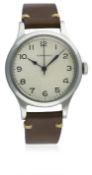 A RARE GENTLEMAN'S STAINLESS STEEL BRITISH MILITARY RAF LONGINES PILOTS WRIST WATCH DATED 1956 D:
