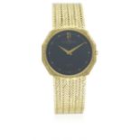 A GENTLEMAN'S 18K SOLID GOLD BAUME & MERCIER BRACELET WATCH CIRCA 1980s D: Grey dial with gilt dot