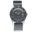 A GENTLEMAN'S STAINLESS STEEL ARLY OCEANPROOF AUTOMATIC DIVERS WATCH CIRCA 1960s D: Grey dial with