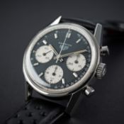 AN EXTREMELY RARE GENTLEMAN'S STAINLESS STEEL HEUER CARRERA CHRONOGRAPH WRIST WATCH CIRCA 1969, REF.