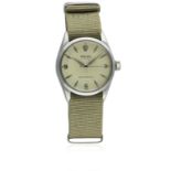 A GENTLEMAN'S MID SIZE STAINLESS STEEL ROLEX OYSTER PRECISION WRIST WATCH CIRCA 1955, REF. 6246