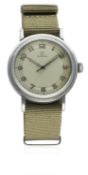 A GENTLEMAN'S STAINLESS STEEL OMEGA WRIST WATCH CIRCA 1948, REF. 2410-2 D: Two tone silver