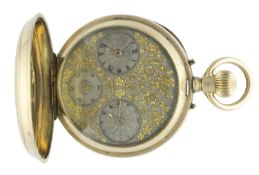 A RARE GENTLEMAN'S 14K SOLID GOLD FULL HUNTER DUAL TIME POCKET WATCH CIRCA 1880s MADE FOR THE