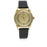 A GENTLEMAN'S 18K SOLID GOLD TISSOT AUTOMATIC WRIST WATCH CIRCA 1950s D: Two tone gold colour dial