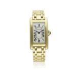 A LADIES 18K SOLID YELLOW GOLD CARTIER TANK AMERICAINE BRACELET WATCH CIRCA 2005, REF. 1710 D: