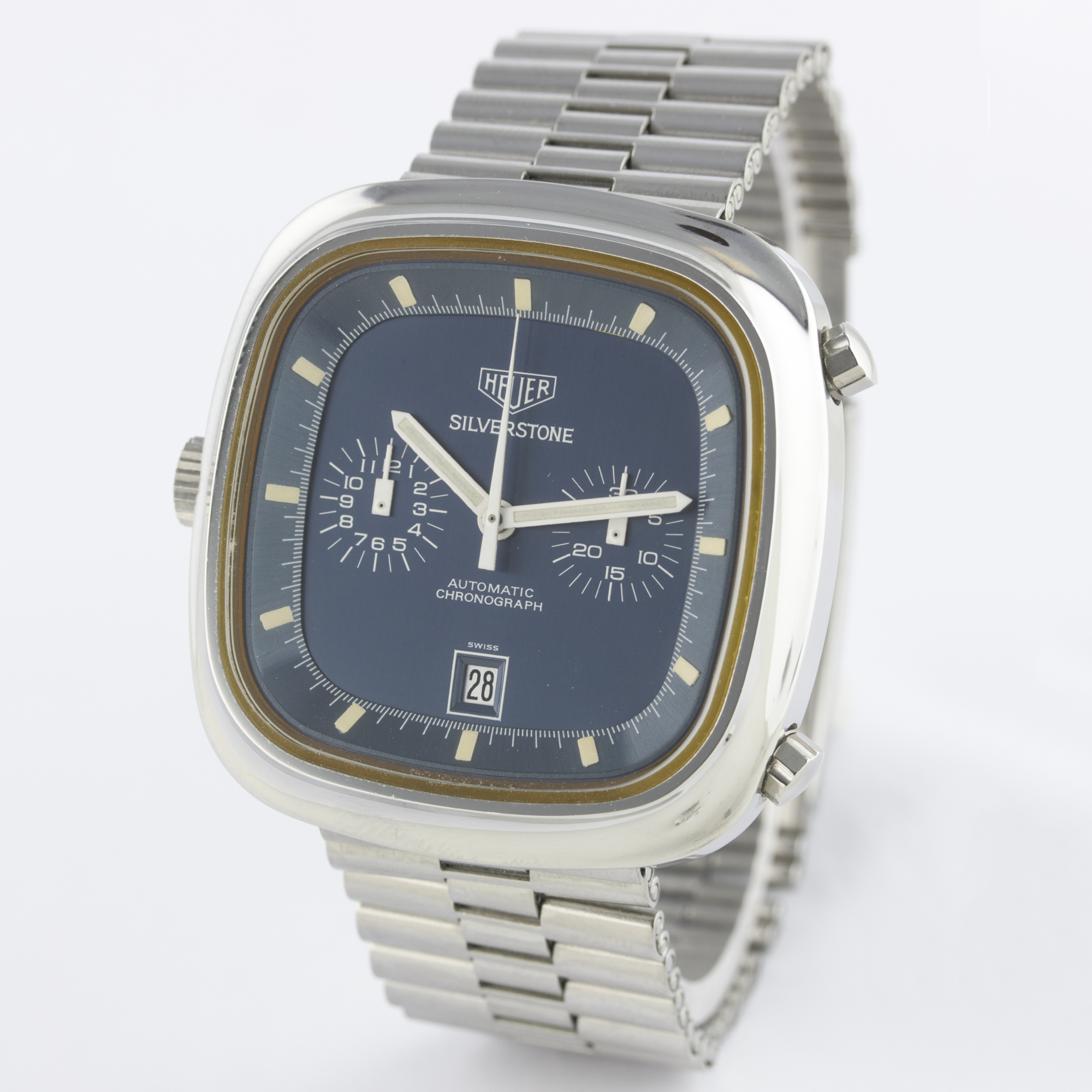 A RARE GENTLEMAN'S STAINLESS STEEL HEUER SILVERSTONE AUTOMATIC CHRONOGRAPH BRACELET WATCH CIRCA - Image 5 of 12
