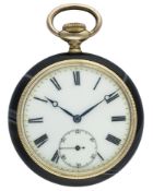 A RARE GENTLEMAN'S AGATE CASED ZENITH POCKET WATCH CIRCA 1910 D: Enamel dial with Roman numerals,
