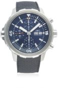 A GENTLEMAN'S STAINLESS STEEL IWC AQUATIMER CHRONOGRAPH WRIST WATCH DATED 2014, EXPEDITION JACQUES