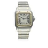 A GENTLEMAN'S STEEL & GOLD CARTIER SANTOS GALBEE BRACELET WATCH CIRCA 1990s, REF. 187901 D: Silver