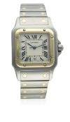 A GENTLEMAN'S STEEL & GOLD CARTIER SANTOS GALBEE BRACELET WATCH CIRCA 1990s, REF. 187901 D: Silver