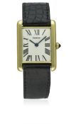 A RARE GENTLEMAN'S 18K SOLID GOLD CARTIER TANK WRIST WATCH CIRCA 1973 WITH LONDON HALLMARKS D: White