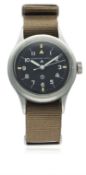 A VERY RARE GENTLEMAN'S STAINLESS STEEL SOUTH AFRICAN AIR FORCE IWC MARK 11 PILOTS WRIST WATCH DATED