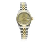 A LADIES STEEL & GOLD ROLEX OYSTER PERPETUAL DATEJUST BRACELET WATCH CIRCA 1987, REF. 69173 D: