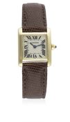 A LADIES 18K SOLID GOLD CARTIER TANK FRANCAISE WRIST WATCH CIRCA 1990s, REF. 1820 D: Silver dial