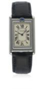 A GENTLEMAN'S STAINLESS STEEL CARTIER TANK BASCULANTE "JUMBO" WRIST WATCH CIRCA 2000, REF. 2390 D: