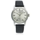 A RARE GENTLEMAN'S STAINLESS STEEL ZENITH 2000 WRIST WATCH CIRCA 1968 D: Silver sunburst dial with