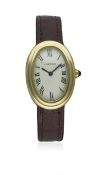 A FINE LADIES 18K SOLID GOLD CARTIER BAIGNOIRE WRIST WATCH CIRCA 1980s D: White dial with black